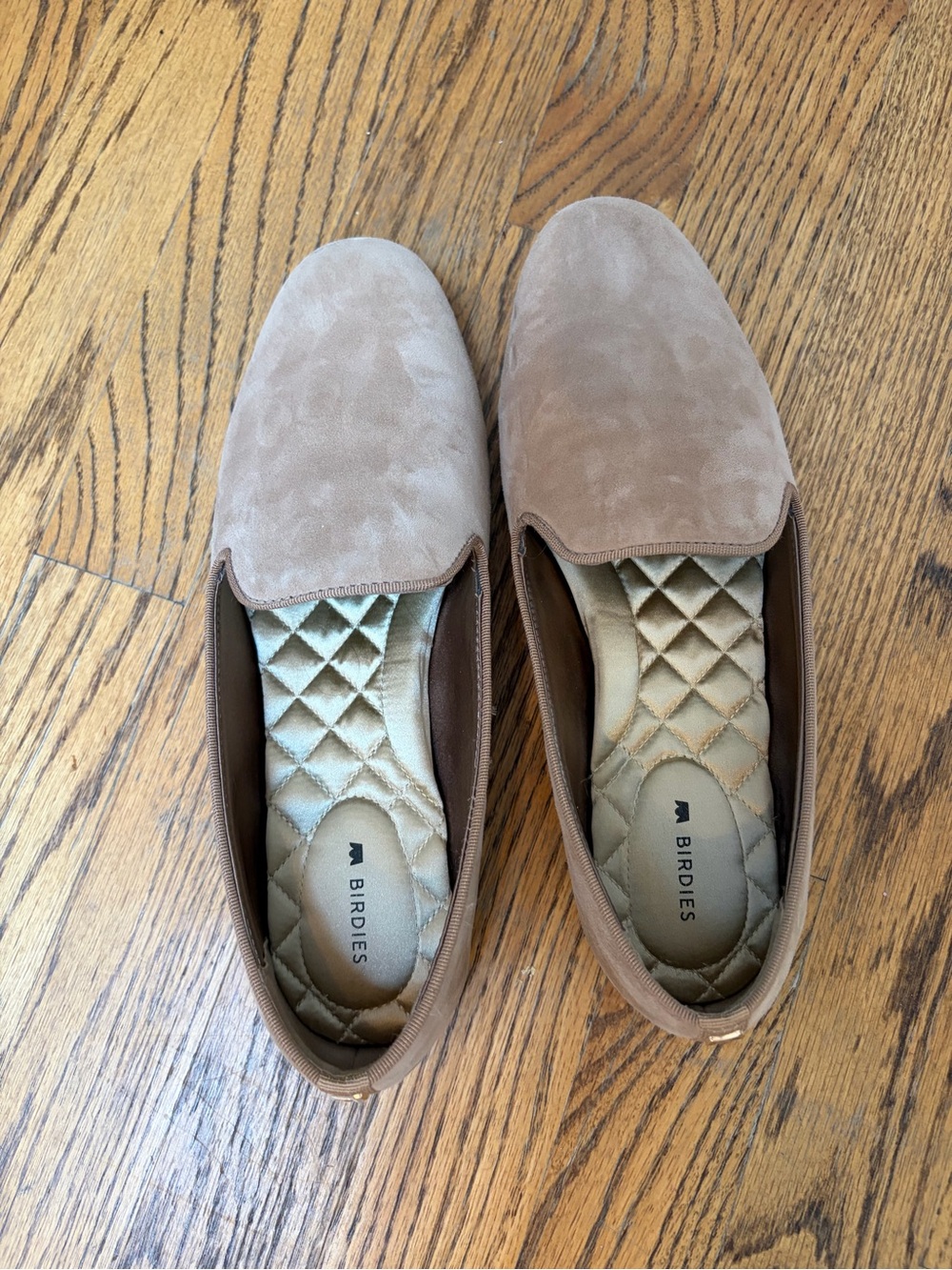 Birdies Women’s Suede Slip-On Loafers in Light Brown Taupe
